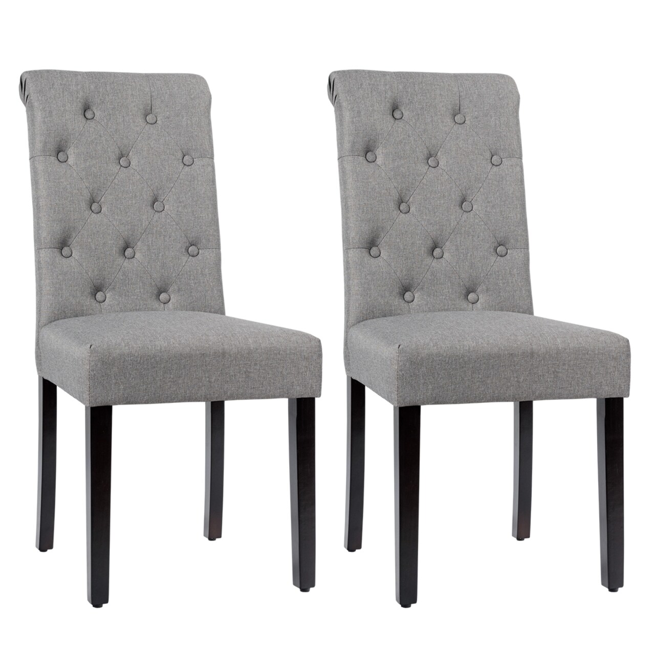 Costway Set of 2 Parsons Upholstered Fabric Chair with Wooden Legs Pink/Beige/Grey/White&Black